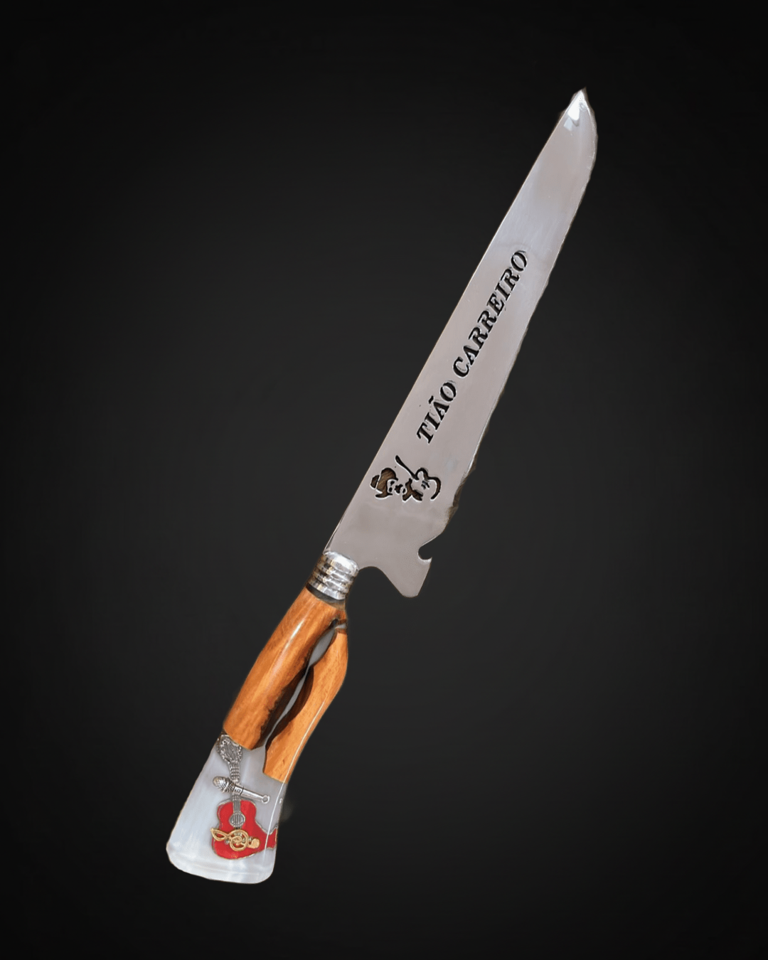 Faca Profissional Exclusiva Tião Carreiro 8" – Aço Inox 420 Premium + Bainha - 35cm (20 cm de Lâmina)