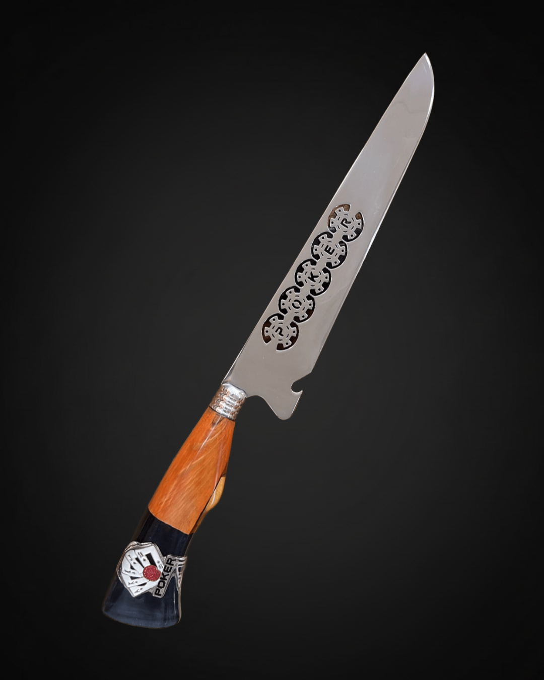 Faca Profissional Exclusiva Poker 8" – Aço Inox 420 Premium + Bainha - 35cm (20 cm de Lâmina)