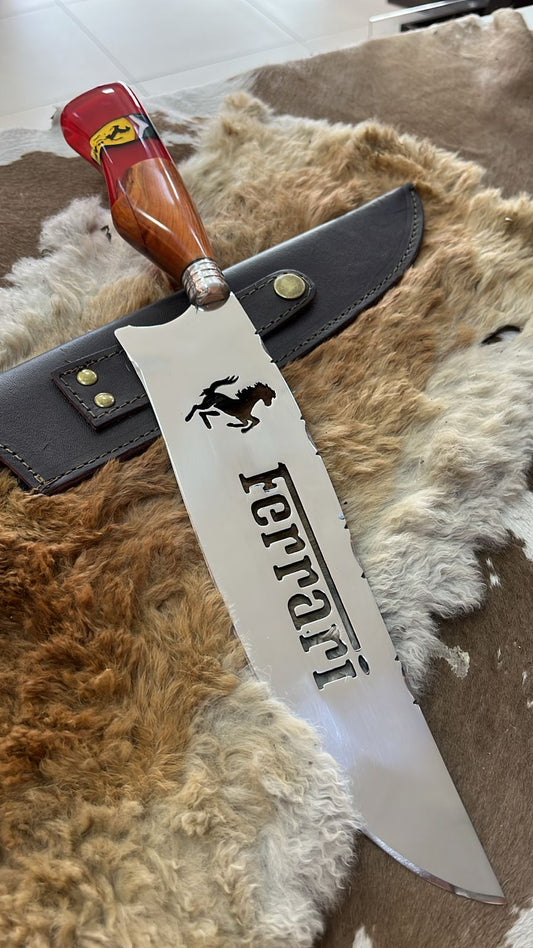 Faca Profissional Exclusiva Ferrari 8" – Aço Inox 420 Premium + Bainha - 35cm (20 cm de Lâmina)