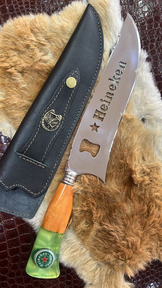 Faca Profissional Exclusiva Heineken 8" – Aço Inox 420 Premium + Bainha - 35cm (20 cm de Lâmina)
