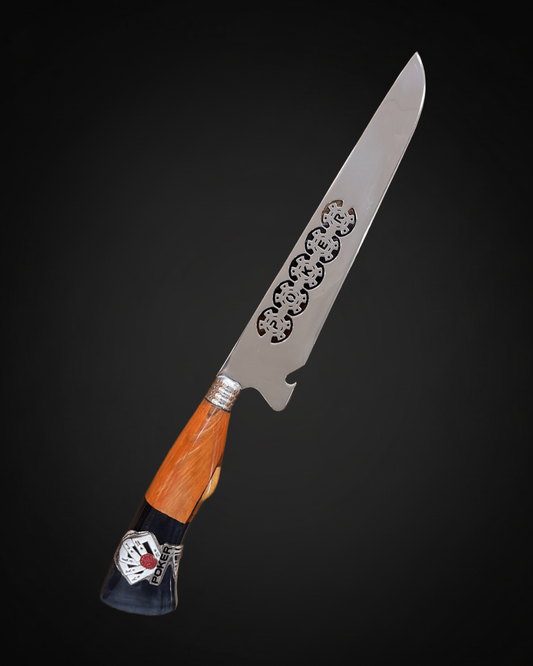 Faca Profissional Exclusiva Poker 8" – Aço Inox 420 Premium + Bainha - 35cm (20 cm de Lâmina)