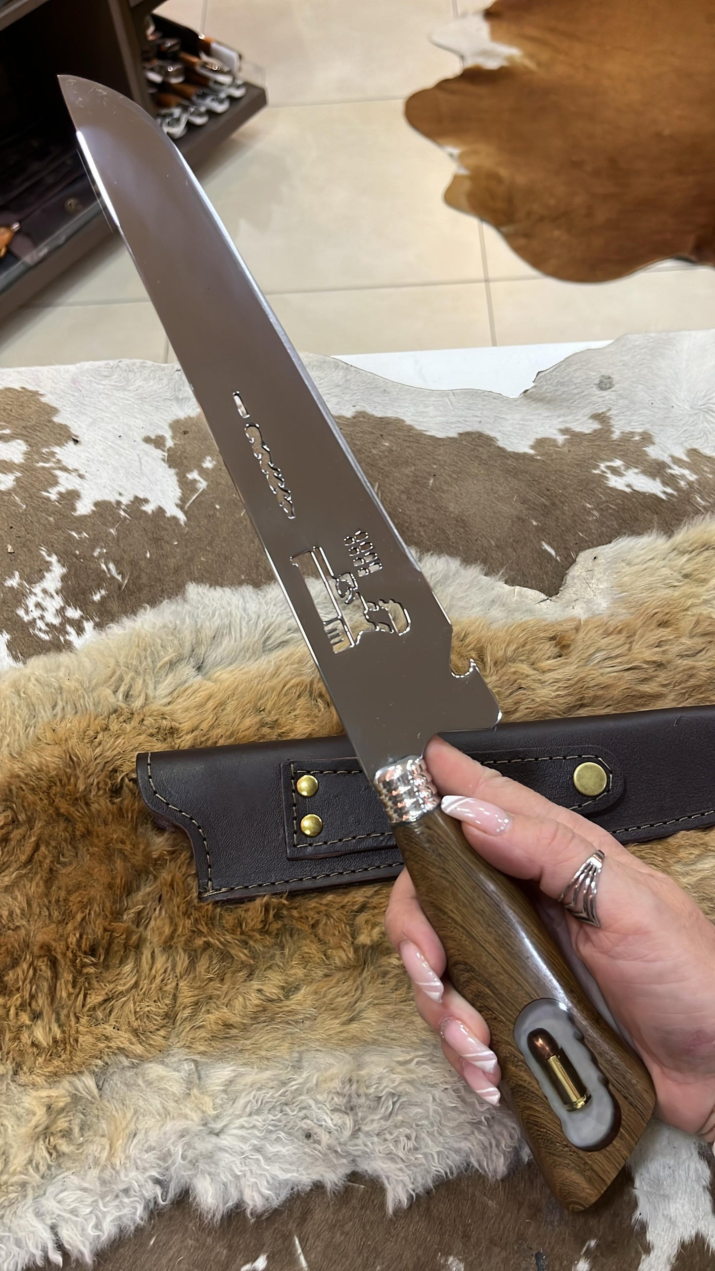 Faca Profissional Exclusiva Glock 8" – Aço Inox 420 Premium + Bainha - 35cm (20 cm de Lâmina)